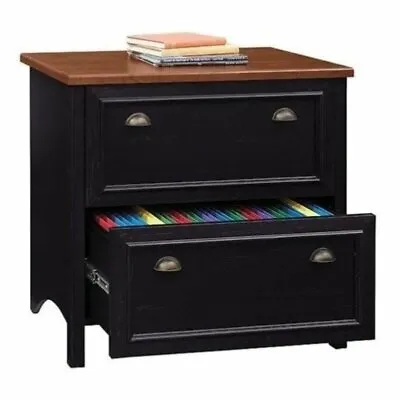 Bowery Hill 2 Drawer File Cabinet In Antique Black And Cherry • $296.43