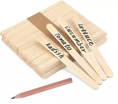 £2.79 • Buy 50 Wooden Plant Labels & Pencil 11cm Marker Sticks Garden Seed Pot Tray Name Tag