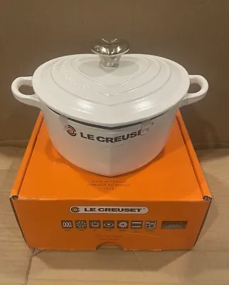 Le Creuset 20cm Cast Iron Heart Shaped Casserole Cocotte - Cotton (New) • £249.99