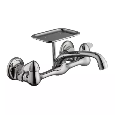 Glacier Bay Double-Handle Wall Mount Kitchen Faucet With Soap Dish In Chrome • $52.95