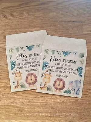 X10 Personalised Baby Shower Seed Favour Gift Envelopes Unisex • £3.49