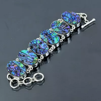 Abalone Shell Bracelet 925 Sterling Silver Bracelet Handmade Gemstone Bracelet • $198.90