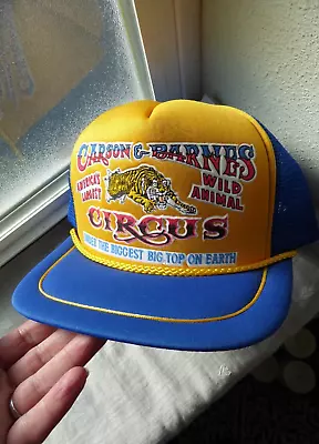 Vintage Carson & Barnes Circus VIP Snapback Blue Mesh Trucker Hat Clowns EUC • $20