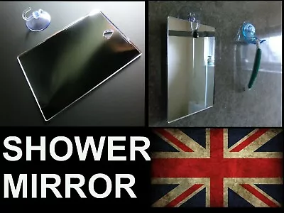 Shower Shaving Mirror Strong Shatter Proof Anti-FogTravelcamping FREE Hook! • £4.99