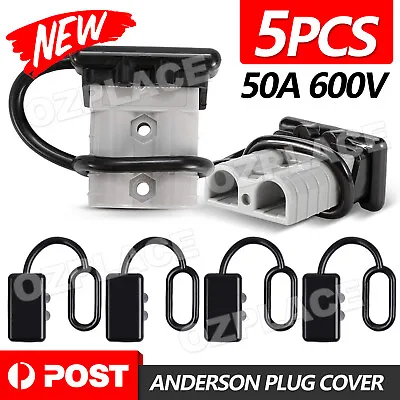 5x Black Dust Cap Anderson Plug Cover Connectors 50AMP Battery Caravn 12-24V • $5.95
