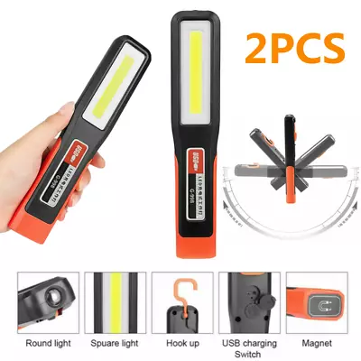 2PCS COB LED Cordless Magnetic Work Light USB Inspection Lamp Torch Rechargeable • £8.97