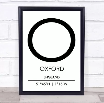 £52.95 • Buy Oxford England Coordinates World City Travel Quote Wall Art Print