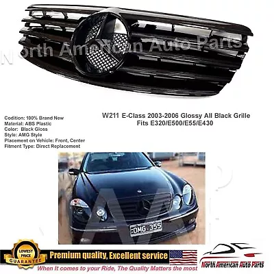 E55 E63 Grille E-Class All Black W/Black Star AMG E320 E500 2003 2004 2005 2006 • $159