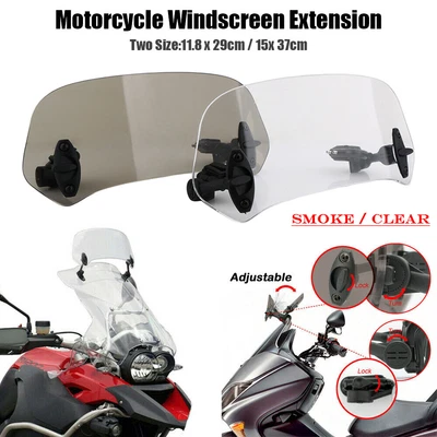 $20.50 • Buy Adjustable Clip-On Windshield Extension Spoiler Windscreen Deflector Motorcycle