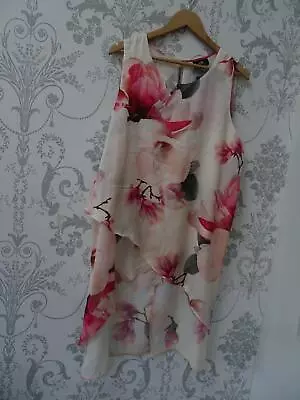 WALLIS Ladies Pale Pink Floral Silky Layer Longline Top UK 18 NEW NWT • £10.99