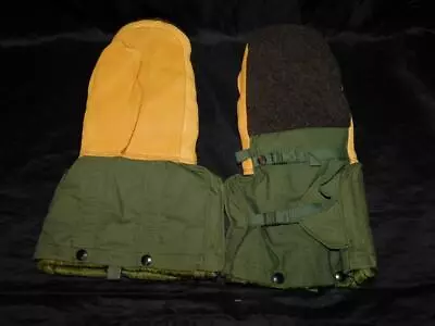 US Army Size L Extreme Cold Weather Mittens With Liners Wool Leather Palms Genco • $24.99