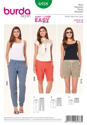 Burda Ladies Easy Sewing Pattern 6938 Casual Trouser Pants & Shorts (Burd... • £12.99