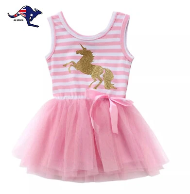 $14.95 • Buy Unicorn Summer Party Dress Tutu Girl Toddler  Party Clothes