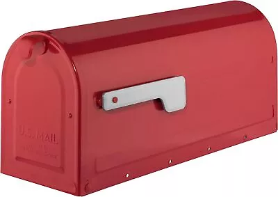 RED Retro Post Mount Mailbox Storage Heavy Duty Metal Rural Vintage Outdoor • $40.26