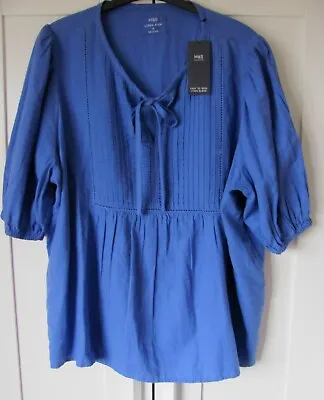 Marks & Spencer’s BNWT Linen Rich Tie Neck Puff Sleeve Blouse Size 18 • £5
