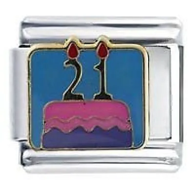 £4.25 • Buy 21st HAPPY BIRTHDAY CAKE Daisy Charms For 9mm Italian Modular Charm Bracelets