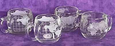 Set Of 4 Vintage 1970s The Nestle Co Inc Etched World Map Promo Glass Cup / Mug • $21.97