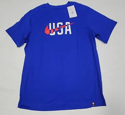 Nike T-Shirt Men  Blue USMNT ‘22 Team USA Swoosh Training Soccer DH7643-452 Blue • $17.49