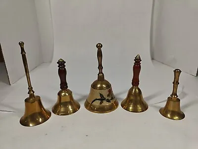 Vintage 5 Brass Bell Set Made In India Dinner Bells Nice • $19.99