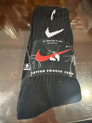 Vintage Nike Swoosh Crew Socks Single Pair Size 9-11 Black White Swoosh Logo 90s • $39.99