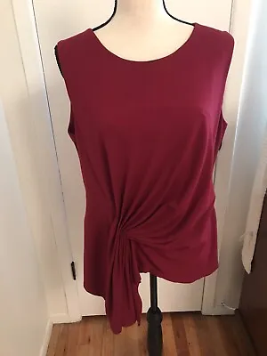 $17.99 • Buy ANTHROPOLOGIE DINA AGAM JUNA Red Pleated Sleeveless Top Size XL
