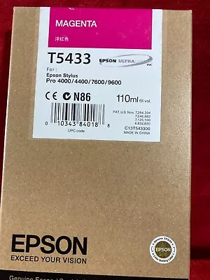 New EPSON  T5433 Magenta 110ml Ink For Stylus Pro 4000/4400/7600/9600  FREE SHIP • $34.90