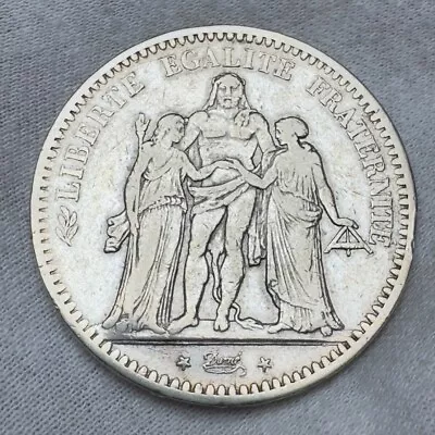 1849-BB 5 Francs (Scarcer Strasbourg Mint) 2nd Republic Hercules Silver Coin • $42