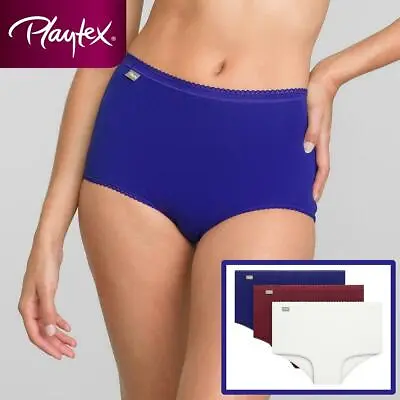 £14.99 • Buy 3 Pack Playtex Pure Cotton Stretch Maxi Briefs P00BQ3 White/Red/Blue Womens