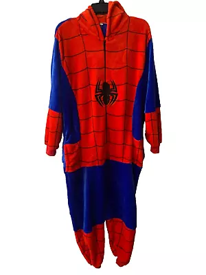 Spider-Man One Piece Hooded Costume Pajama Uni-sex Sz Medium M Pre-owned • $24.99