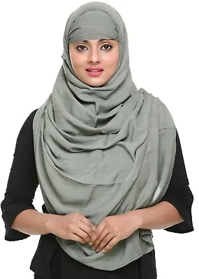 High Quality 100% Rayon Crumpled Habiba Solid Hijab Scarf Shawl Crinkled Indian • £5.99