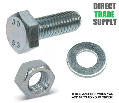 Set Screws Bolts Nuts Washers BZP Fully Threaded M6 M8 M10 M12 M16 Pack Of 10 • £3.15