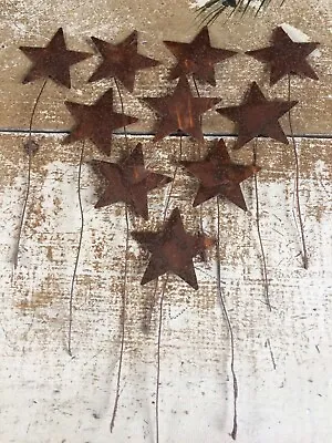 1 3/4  Primitive Rusty Tin/Metal Barn Stars Star 10 Pack FLAT WIRED Craft Farm • $13.49