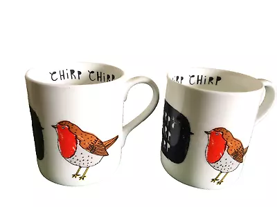 Charlotte Farmer Newhouse Chirp Chirp Robin & Tit Bird Design Mug X 2 Mugs • £14