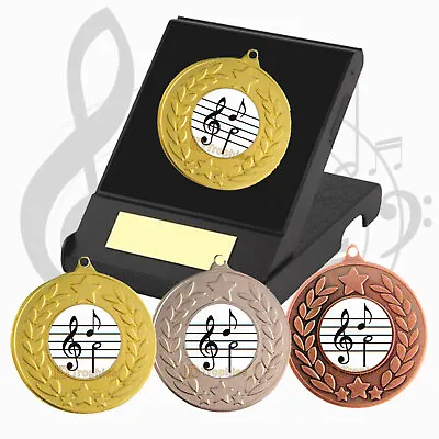 Music Medal In Presentation Box  F/Engraving Music Trophy Singing Karaoke • £6.25