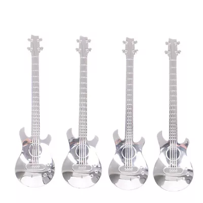 4 Pcs Guitar Stainless Steel Musical Coffee Spoons Teaspoons Mixing.-'h • $9.60