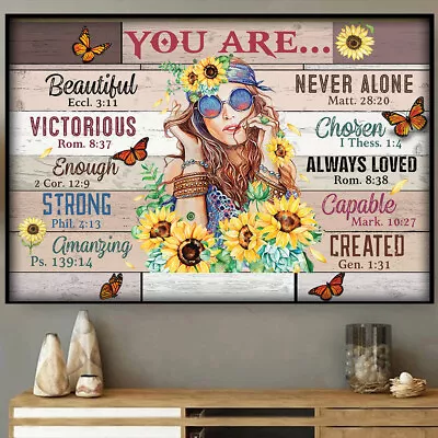 Hippie Girl Sunflower You Are Beautiful Never Alone Victorious Poster • $13.93
