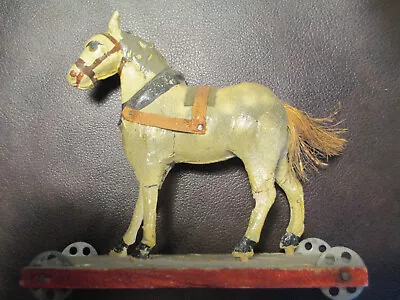 Antique Wood/paper Mache Toy Horse On Wheels • $89