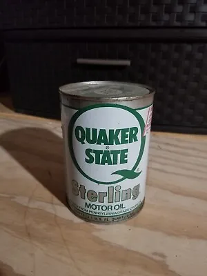 Rare Still Sealed Full Vintage Quaker State Sterling Motor Oil 1 Quart Can Metal • $49.99