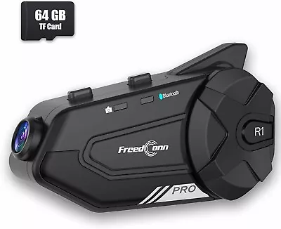 FreedConn Motorcycle Bluetooth Headset R1 PRO With 2K Camera G-Sensor Lock IP65 • $79