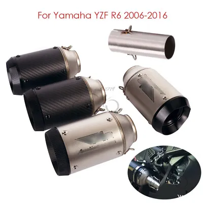For Yamaha YZF R6 2006-16 Exhaust Tips Tail Carbon Mid Link Pipe Slip On System • $108.14