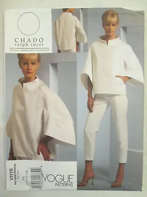 Vogue 1115 Chado Ralph Rucci American Designer Top Pants Pattern Sz 6-12 UC FF • $29.99