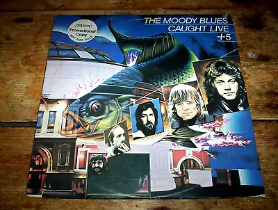 THE MOODY BLUES ( CAUGHT LIVE + 5 ) ORIG 1977 LONDON Double Vinyl PROMO LP Vg++ • $39.95