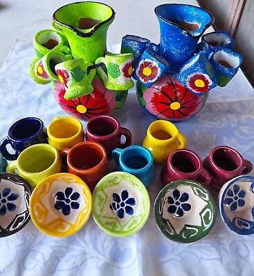 Mexican Pottery Set Handmade Kitchen Decoration Mini 17 Pcs • $129.99