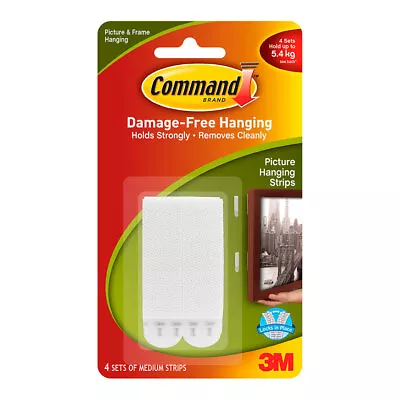 NEW 3M Command Medium Picture Hanging Strips 4 Pack By Spotlight • $12