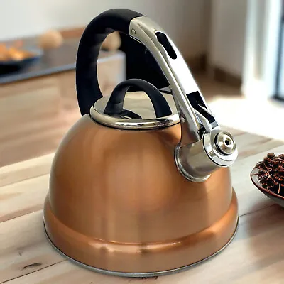 Whistling Kettle Stovetop Copper Stainless Steel Gas Electric Induction Hob 3.5L • £18.99