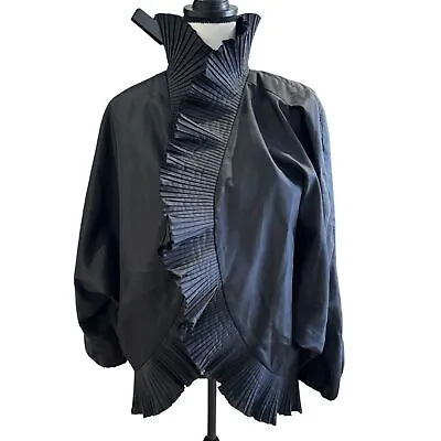 Vintage Morton Myles For The Warrens 1980s Black Pleated Jacket One Size • $220