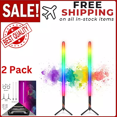 LUXCEO 2Pack RGB Tube Light Bar With Light Stand Battery Powered LED • $100.95
