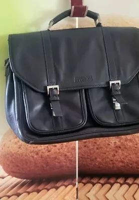 Mens Kenneth Cole Reaction Black Leather Briefcase Laptop Clean Bag 16  • $15