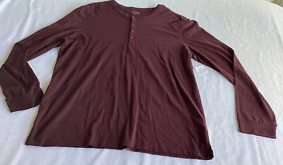 Vince  Henley Shirt XXL  Pima Cotton  Shirt Xxl V-Neck Long Sleeve Maroon • $29.99