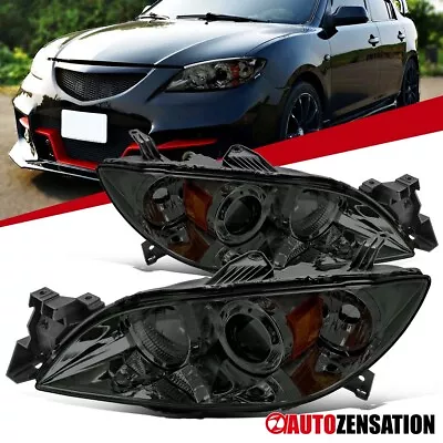 Fit 2004-2009 Mazda 3 Sedan Smoke Projector Headlights Headlamp Left+Right 04-09 • $117.99